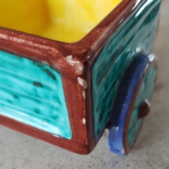 Vintage Made In Italy Pottery Donkey and Cart Planter - Picture 8 of 10